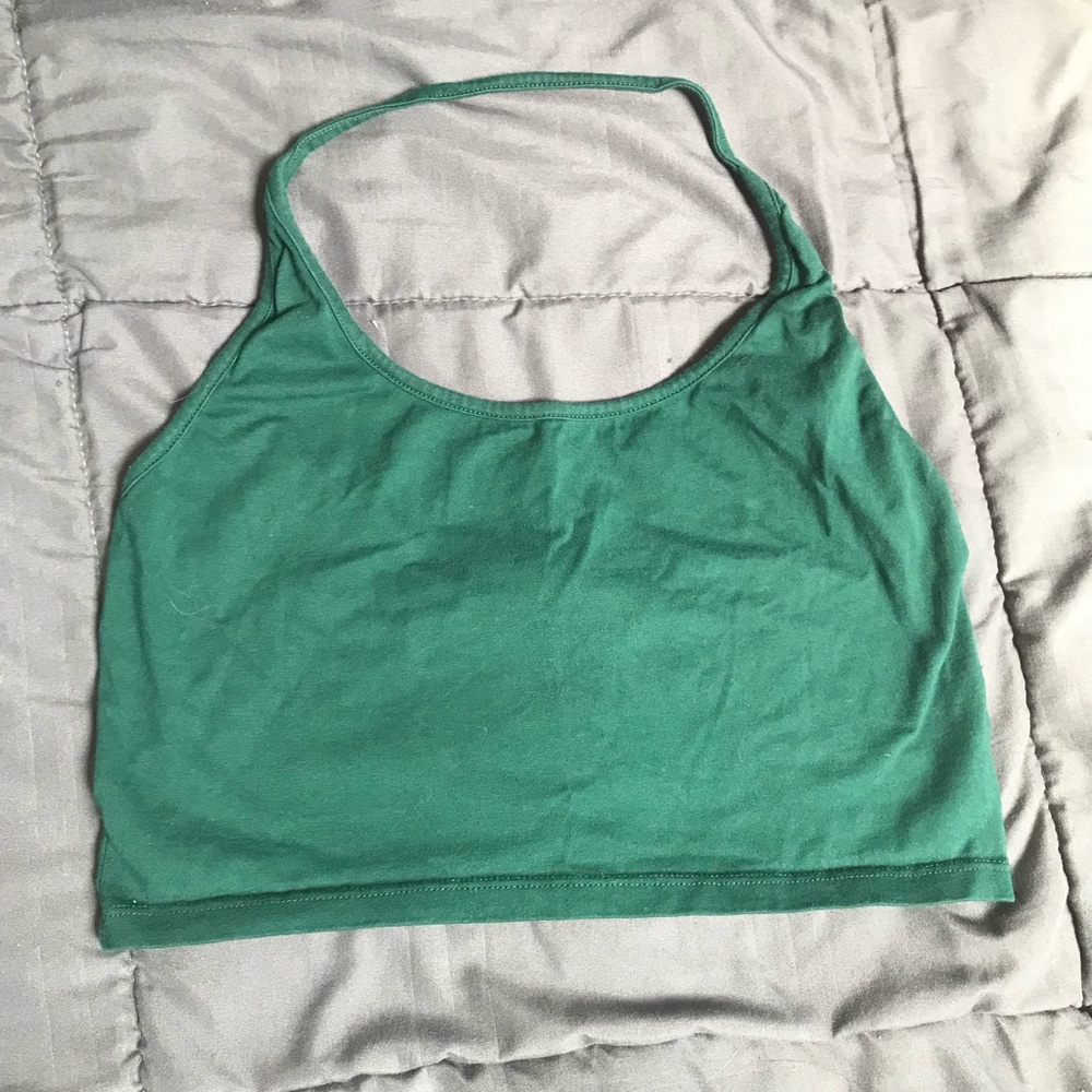 Motel rocks teal cropped halter top